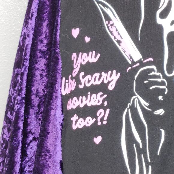 Boneyard Threadz Ghost Face "Do You Like Scary Movies, Too?" Upcycled Top O/S - Picture 3 of 10